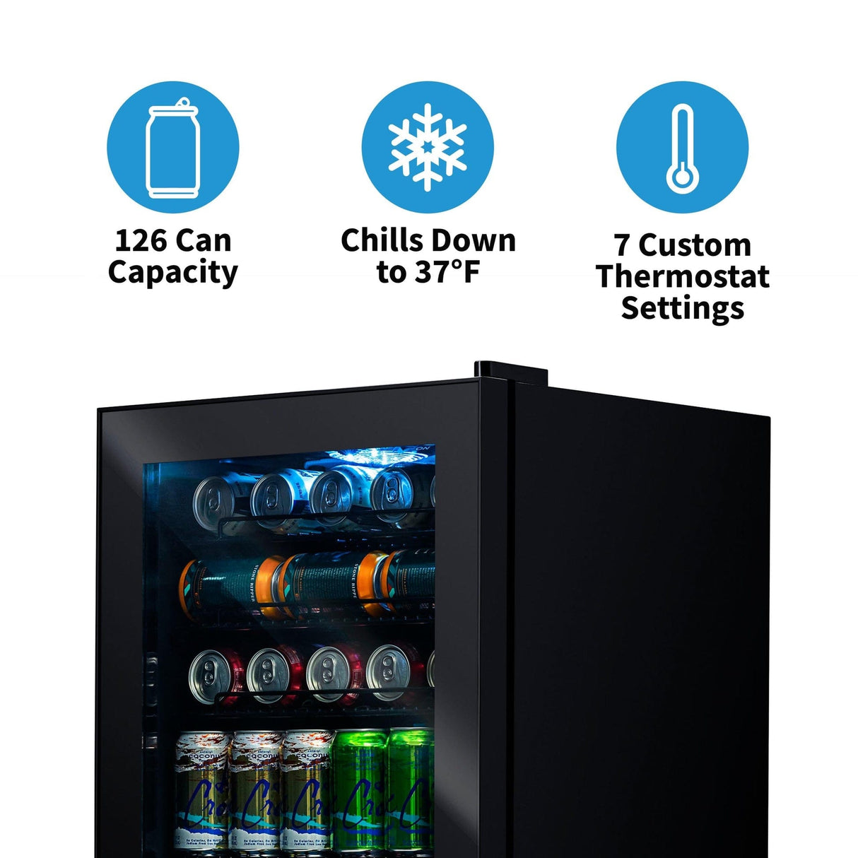 NewAir 126-Can Freestanding Black Beverage Fridge AB-1200B Beverage Centers AB-1200B Wine Coolers Empire