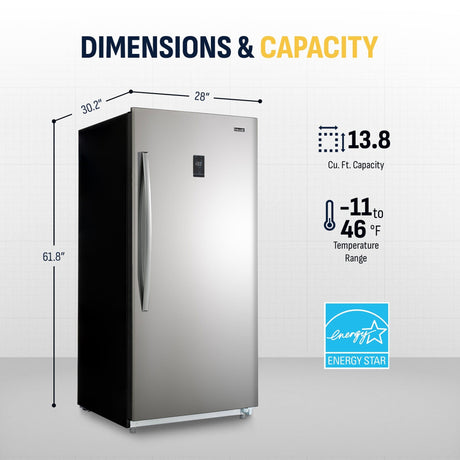 NewAir 13.8 Cu Ft Stainless Steel Upright Freezer NFS140SS00 Freezers NFS140SS00 Wine Coolers Empire