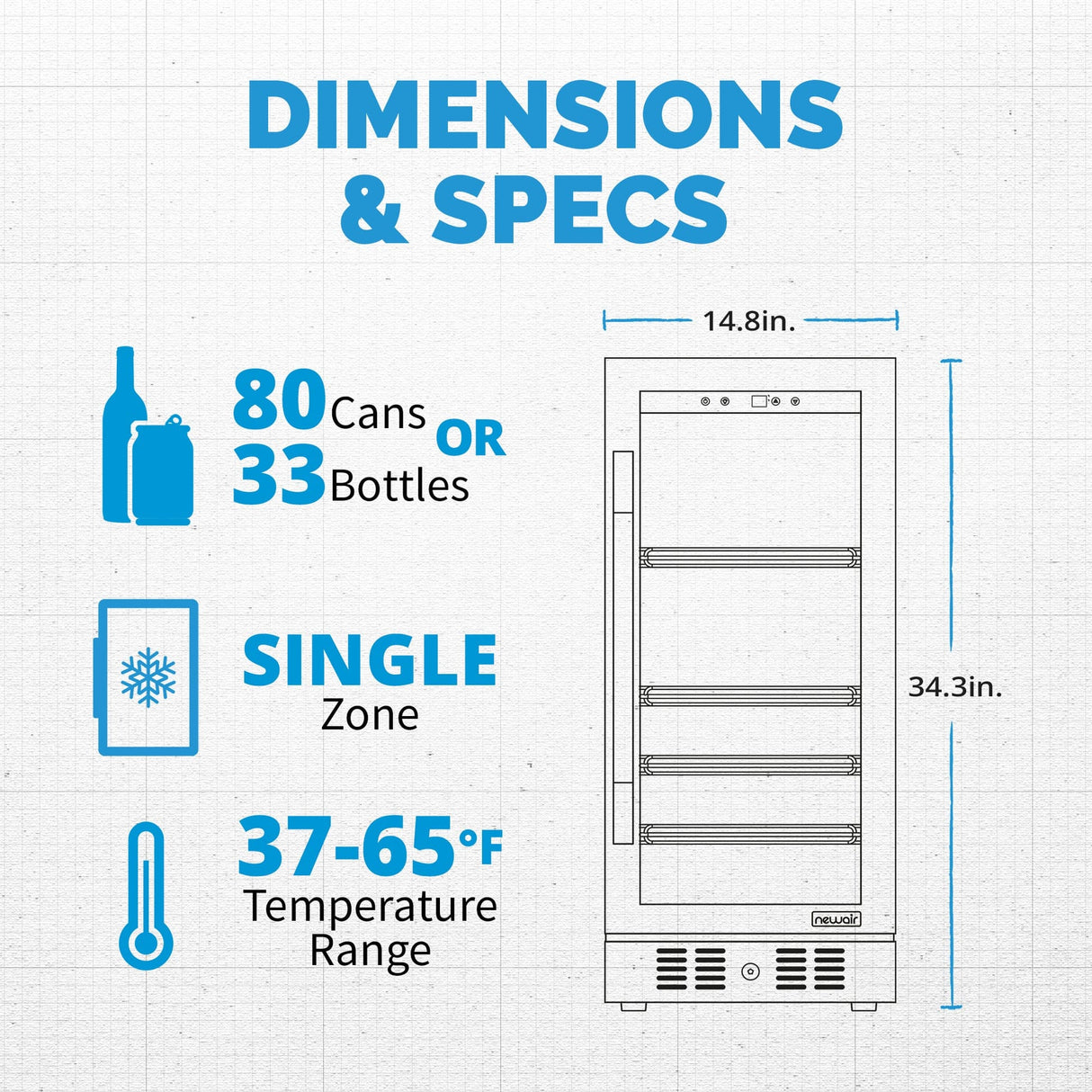 NewAir 15” Built-In 80-Can Stainless Steel Beverage Fridge Beverage Centers NWB060SS00 Wine Coolers Empire