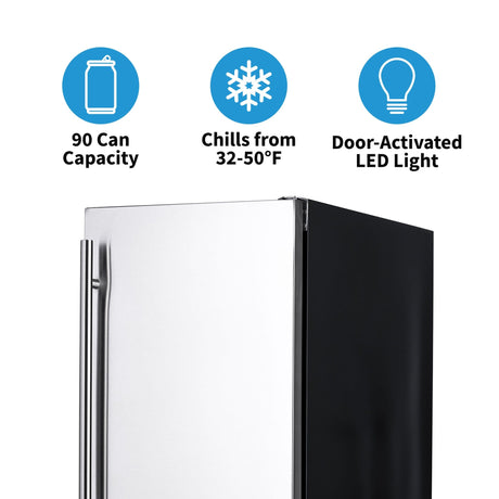 NewAir 15” Built-In 90-Can Outdoor Beverage Fridge NOF090SS00 Beverage Centers NOF090SS00 Wine Coolers Empire