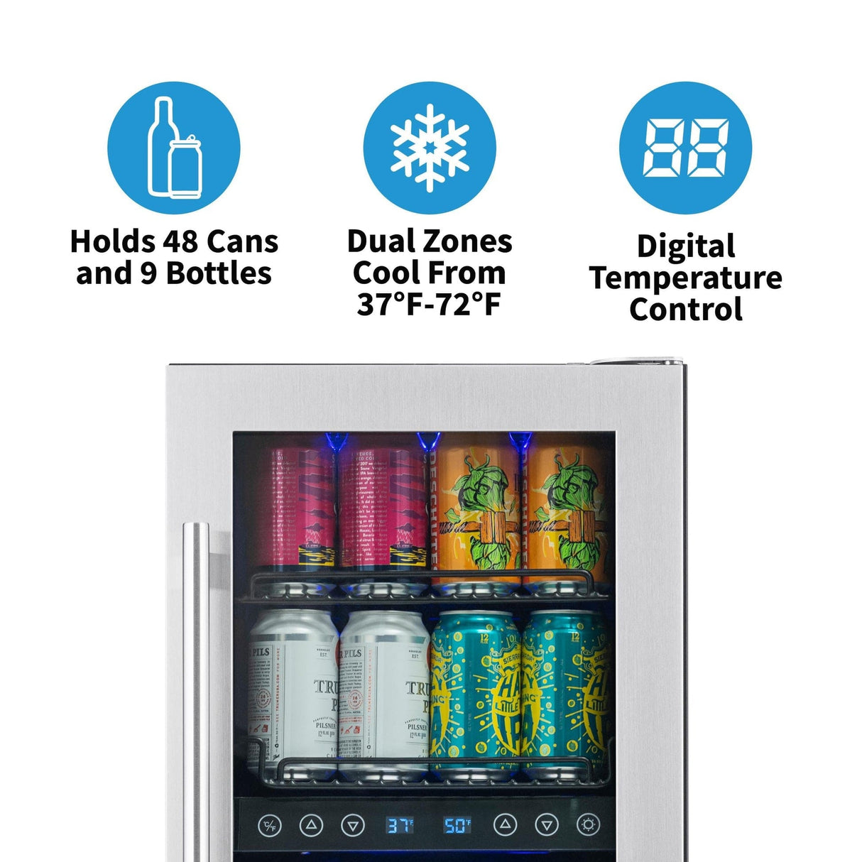 NewAir 15” Built-In Dual Zone Beverage Fridge NWB057SS00 Beverage Centers NWB057SS00 Wine Coolers Empire