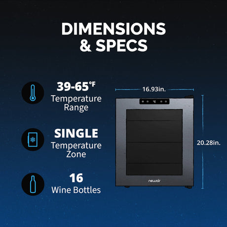 NewAir 16-Bottle Black Freestanding Wine Fridge NWC016BK00 Wine Coolers NWC016BK00 Wine Coolers Empire