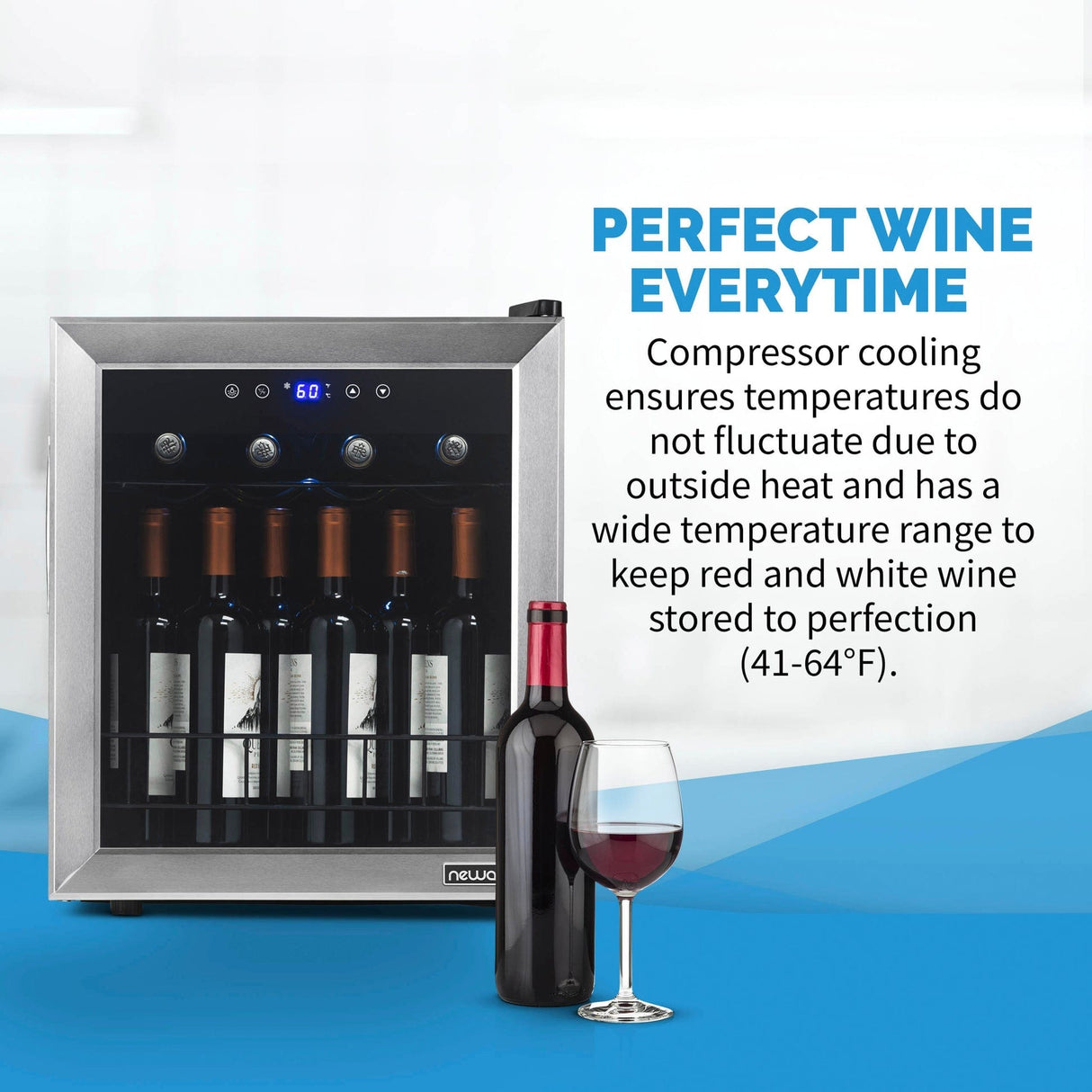 NewAir 16-Bottle Stainless Steel Freestanding Wine Refrigerator Wine Coolers NWC016SS00 Wine Coolers Empire