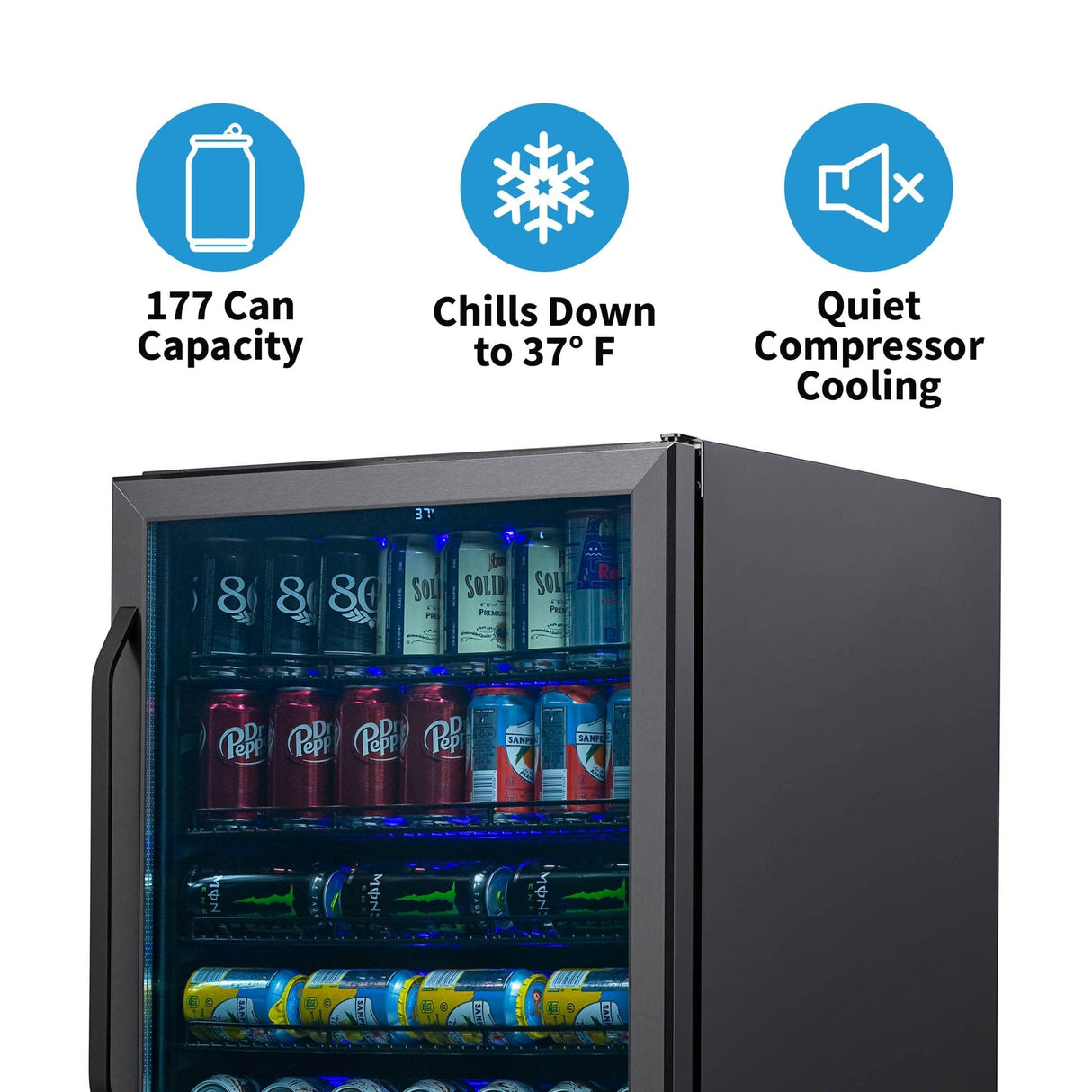 NewAir 160-Can Freestanding Stainless Steel Beverage Fridge Beverage Centers NBC177BS00 Wine Coolers Empire