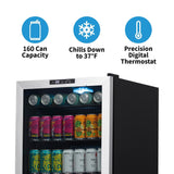 NewAir 160-Can Stainless Steel Beverage Fridge NBC160SS00 Beverage Centers NBC160SS00 Wine Coolers Empire