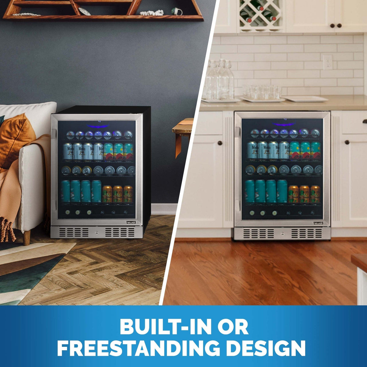 NewAir 177-Can Built-In or Freestanding Beverage Fridge Beverage Centers NBC177SS00 Wine Coolers Empire