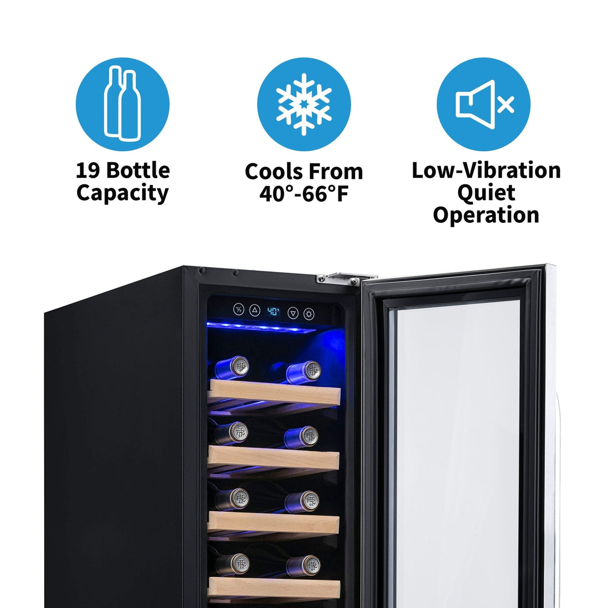 NewAir 19-Bottle Built-In Stainless Steel Wine Refrigerator Wine Coolers AWR-190SB Wine Coolers Empire