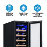 NewAir 19-Bottle Built-In Stainless Steel Wine Refrigerator Wine Coolers AWR-190SB Wine Coolers Empire