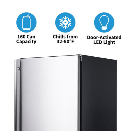 NewAir 24” Built-In 160-Can Outdoor Beverage Fridge NOF160SS00 Beverage Centers NOF160SS00 Wine Coolers Empire