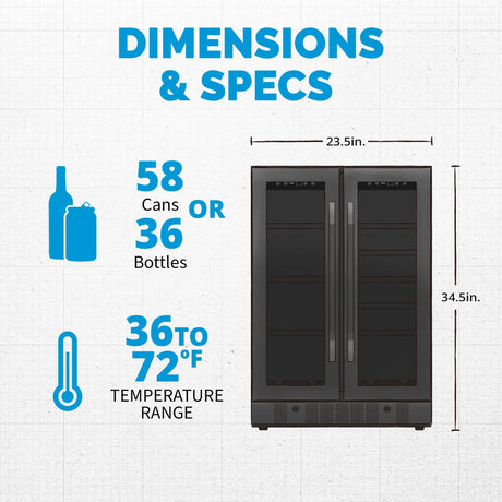 NewAir 24” Built-In 60-Can Dual Zone Beverage Fridge NWB076BS00 Beverage Centers NWB076BS00 Wine Coolers Empire