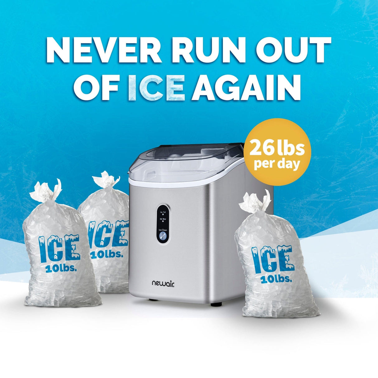 NewAir 26 lb. Countertop Stainless Steel Ice Maker NIM026SSN0 Ice Makers NIM026SSN0 Wine Coolers Empire