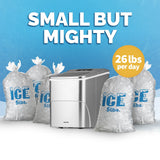 NewAir 26 lb. Metallic Silver Countertop Bullet Ice Maker Ice Makers NIM026MS00 Wine Coolers Empire