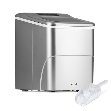 NewAir 26 lb. Metallic Silver Countertop Bullet Ice Maker Ice Makers NIM026MS00 Wine Coolers Empire