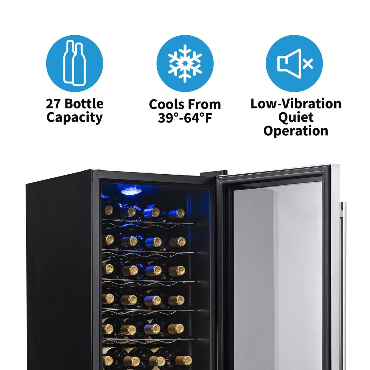 NewAir 27-Bottle Stainless Steel Freestanding Wine Fridge Wine Coolers AWC-270E Wine Coolers Empire