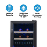 NewAir 29-Bottle Black Built-In Dual Zone Wine Refrigerator Wine Coolers NWC029BS00 Wine Coolers Empire