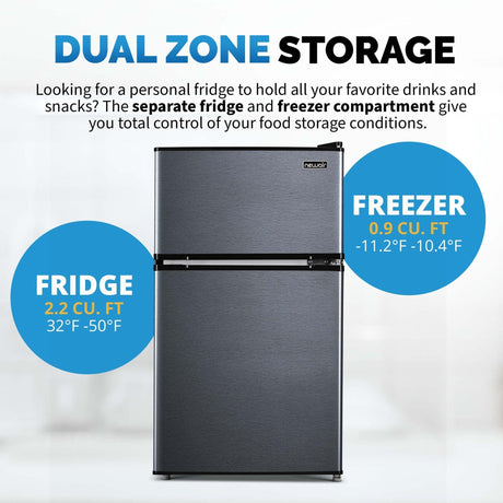 NewAir 3.1 Cu Ft Stainless Steel Compact Mini Refrigerator Refrigerators NRF031GA00 Wine Coolers Empire