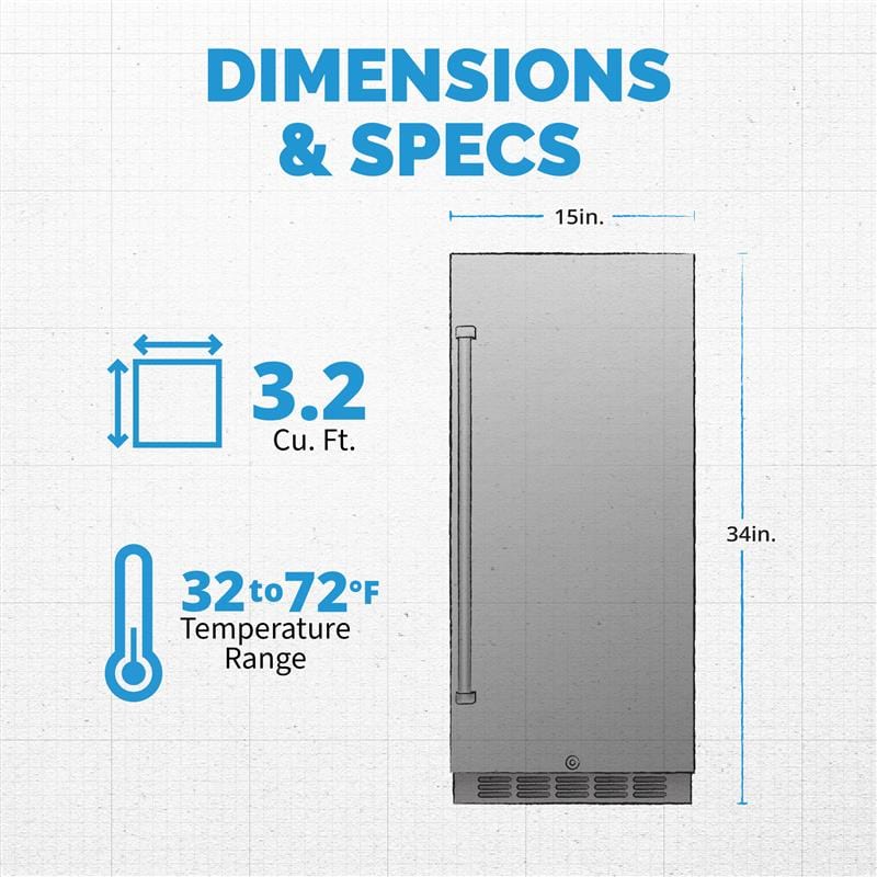 NewAir 3.2 Cu. Ft Built-In Stainless Steel Beverage Fridge Beverage Centers NCR032SS00 Wine Coolers Empire