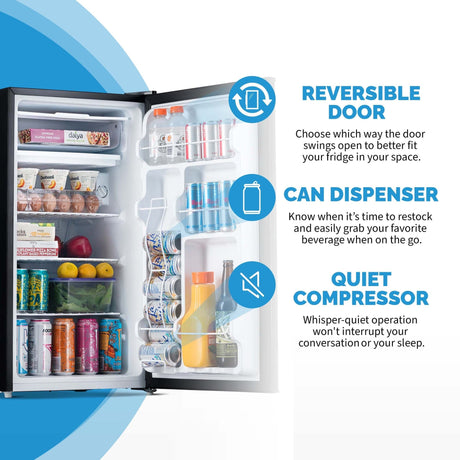 NewAir 3.3 Cu Ft Black Compact Mini Refrigerator NRF033BK00 Refrigerators NRF033BK00 Wine Coolers Empire
