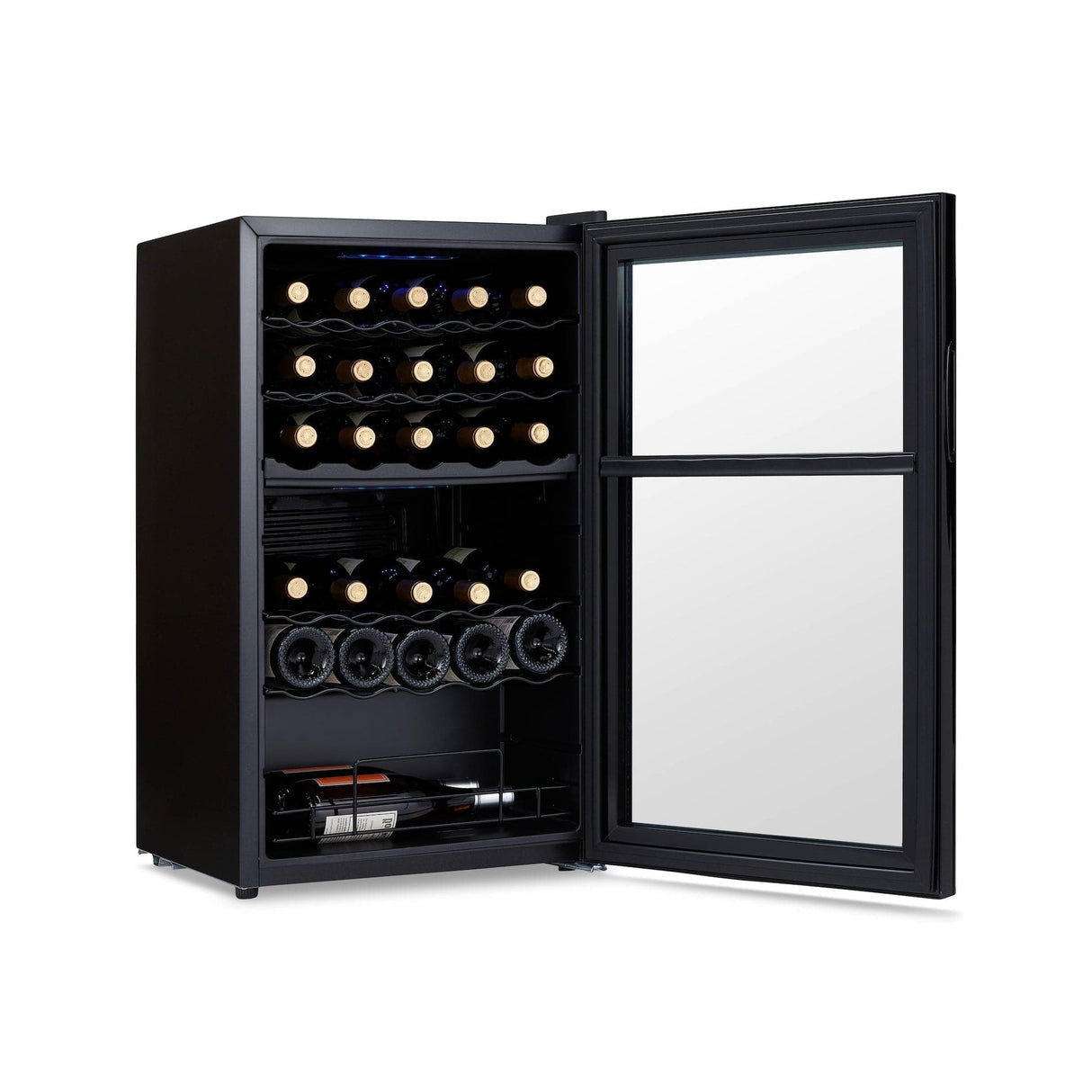 NewAir 33-Bottle Black Freestanding Dual Zone Wine Refrigerator Wine Coolers NWC033BKD0 Wine Coolers Empire