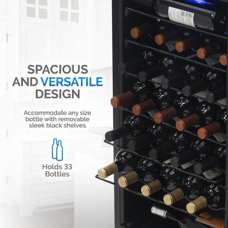 NewAir 33-Bottle Stainless Steel Freestanding Wine Refrigerator Wine Coolers NWC033SS01 Wine Coolers Empire