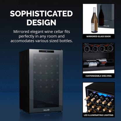 NewAir 34-Bottle Black Freestanding Wine Refrigerator Wine Coolers NWC034BK00 Wine Coolers Empire