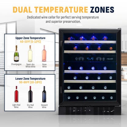 NewAir 46-Bottle Black Built-In Dual Zone Wine Refrigerator Wine Coolers NWC046BS00 Wine Coolers Empire