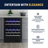 NewAir 46-Bottle Black Built-In Dual Zone Wine Refrigerator Wine Coolers NWC046BS00 Wine Coolers Empire