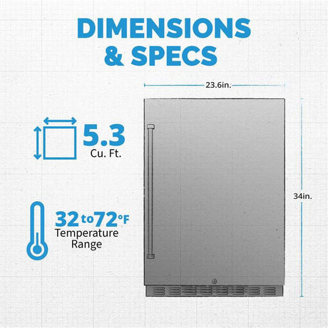 NewAir 5.3 Cu. Ft. Stainless Steel Beverage Fridge NCR053SS00 Beverage Centers NCR053SS00 Wine Coolers Empire