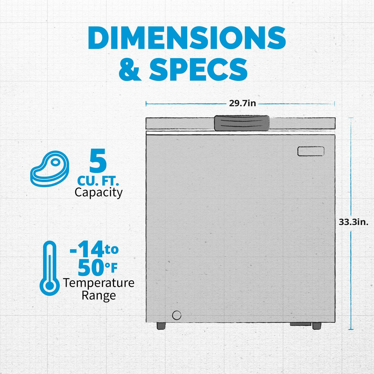 NewAir 5 Cu. Ft. Mini Deep Chest Freezer NFT050GA00 Freezers NFT050GA00 Wine Coolers Empire