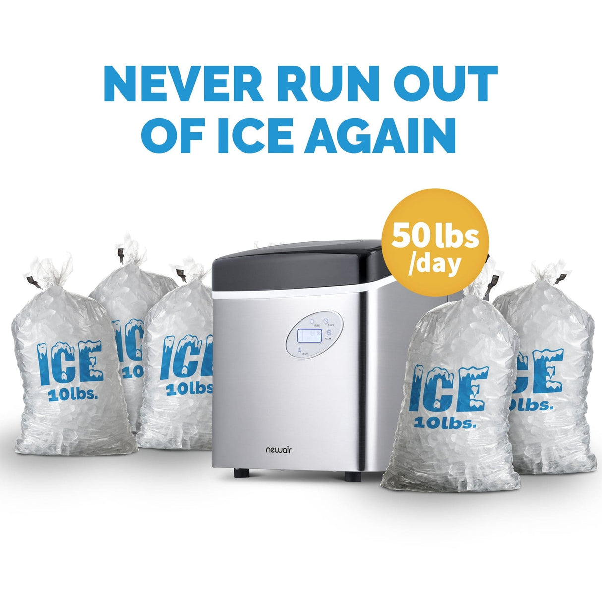 NewAir 50 lb. Countertop Ice Maker AI-215SS Ice Makers AI-215SS Wine Coolers Empire