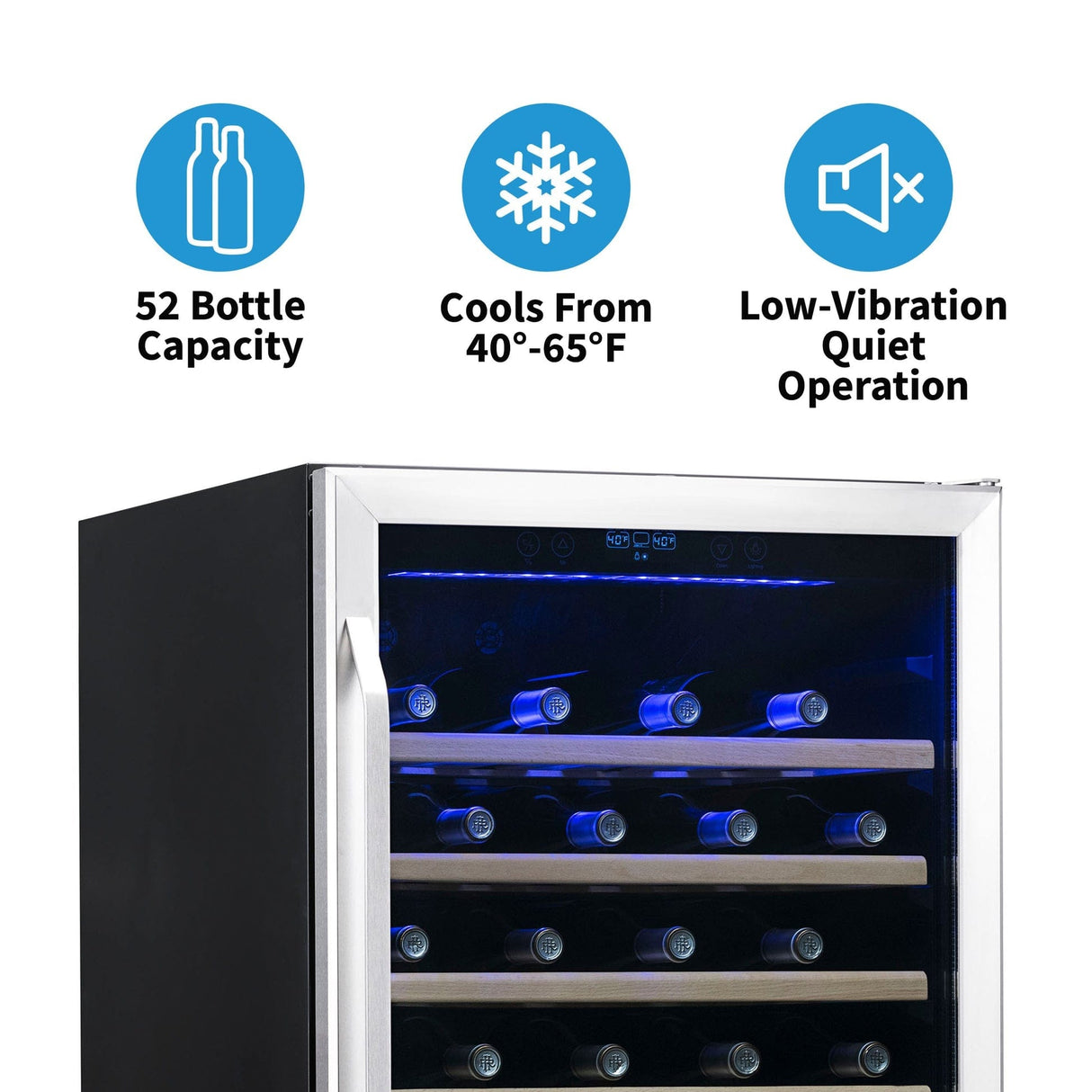 NewAir 52-Bottle Built-In Stainless Steel Wine Refrigerator Wine Coolers AWR-520SB Wine Coolers Empire