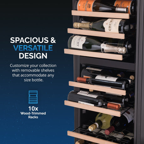 NewAir 56-Bottle Black Freestanding Dual Zone Wine Refrigerator Wine Coolers NWC056BKD0 Wine Coolers Empire