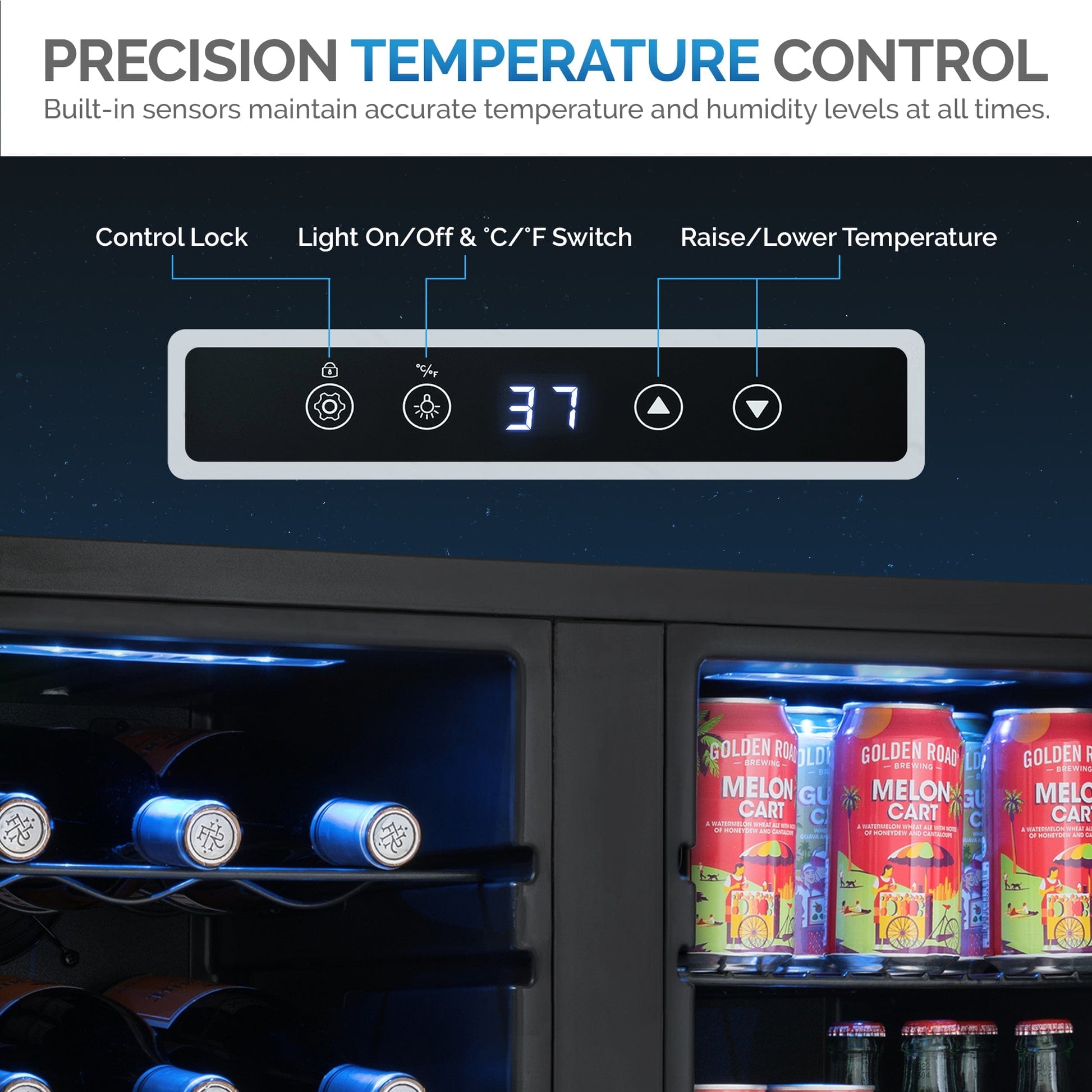 NewAir 59-Can 18-Bottle Dual Zone Freestanding Beverage Fridge