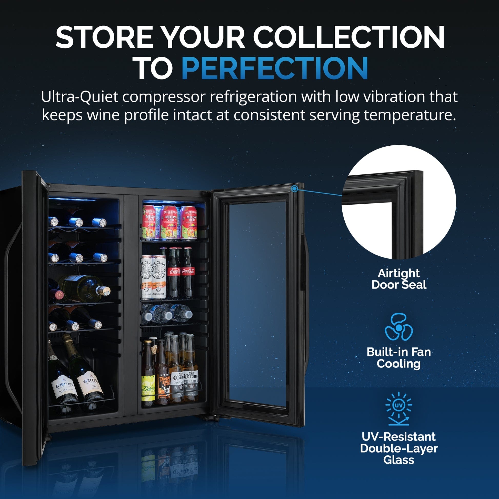 NewAir 59-Can 18-Bottle Dual Zone Freestanding Beverage Fridge