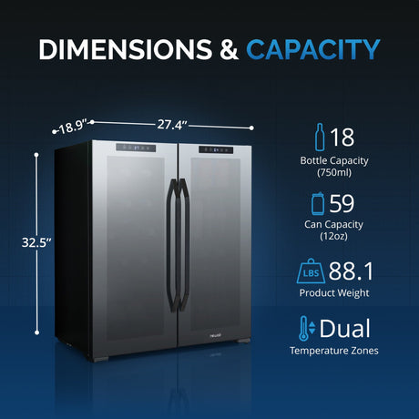 NewAir 59-Can 18-Bottle Dual Zone Freestanding Beverage Fridge Beverage Centers NWB077BKD0 Wine Coolers Empire