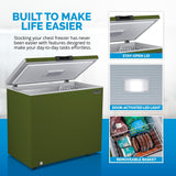 NewAir 6.7 Cu Ft Compact Military Green Chest Freezer Freezers NFT070GN00 Wine Coolers Empire