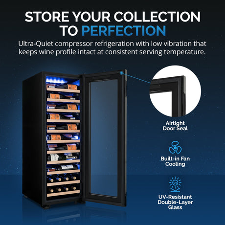 NewAir 62-Bottle Black Freestanding Wine Refrigerator Wine Coolers NWC062BK00 Wine Coolers Empire