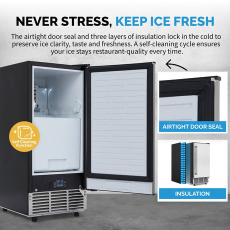 NewAir 80 lb/Day Stainless Steel Clear Ice Maker Ice Makers NCI080SS00 Wine Coolers Empire