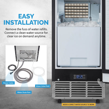 NewAir 80 lb/Day Stainless Steel Clear Ice Maker Ice Makers NCI080SS00 Wine Coolers Empire
