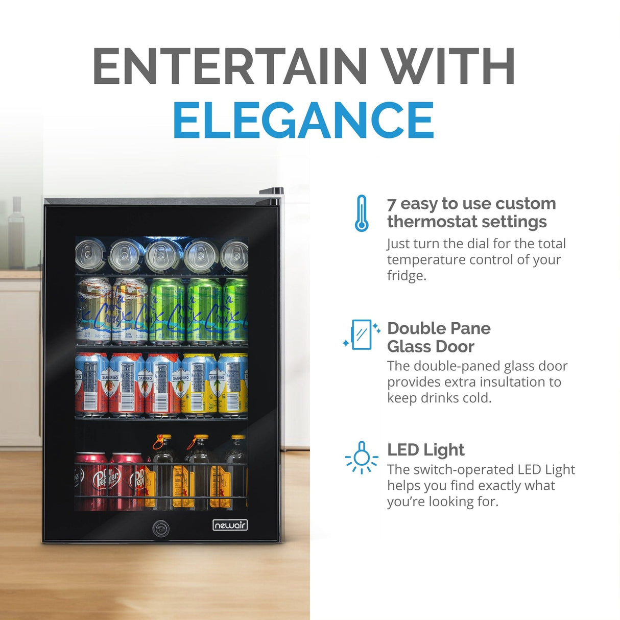 NewAir 90-Can Freestanding Black Beverage Fridge AB-850B Beverage Centers AB-850B Wine Coolers Empire