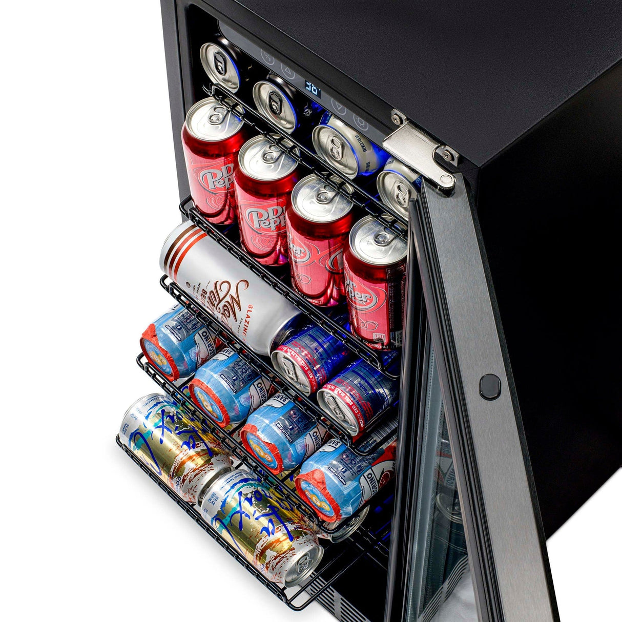 NewAir 96-Can Built-In Black Beverage Fridge NBC096BS00 Beverage Centers NBC096BS00 Wine Coolers Empire