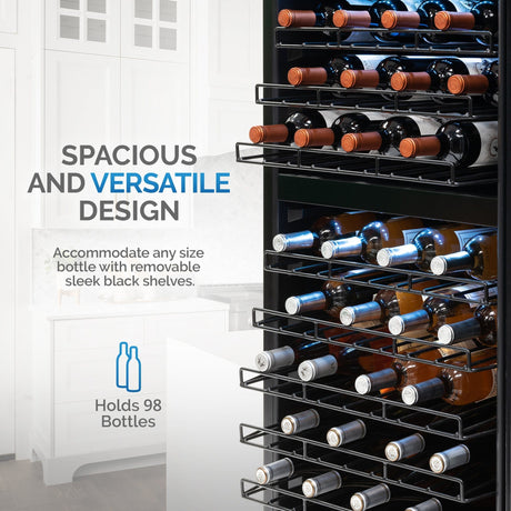 NewAir 98-Bottle Stainless Steel Dual Zone Wine Refrigerator Wine Coolers NWC098SS00 Wine Coolers Empire