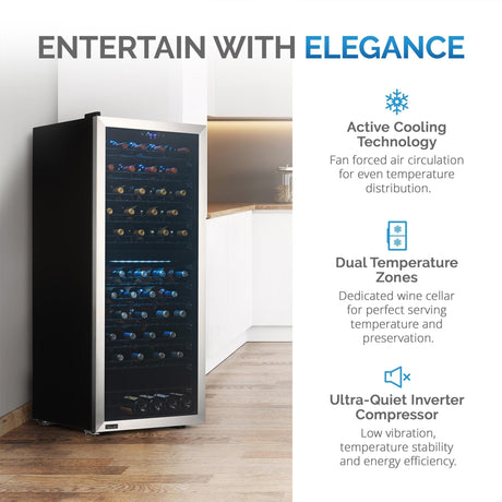 NewAir 98-Bottle Stainless Steel Dual Zone Wine Refrigerator Wine Coolers NWC098SS00 Wine Coolers Empire