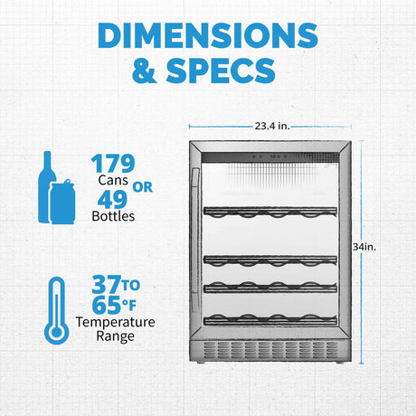 NewAir FlipShelf 24" Wine and Beverage Refrigerator Beverage Centers NWB180SS00-REM Wine Coolers Empire