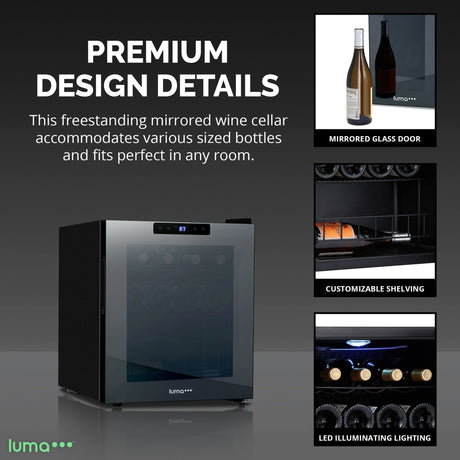 Newair Luma 16-Bottle Freestanding Wine Cooler LWC016BK00 Wine Coolers LWC016BK00 Wine Coolers Empire