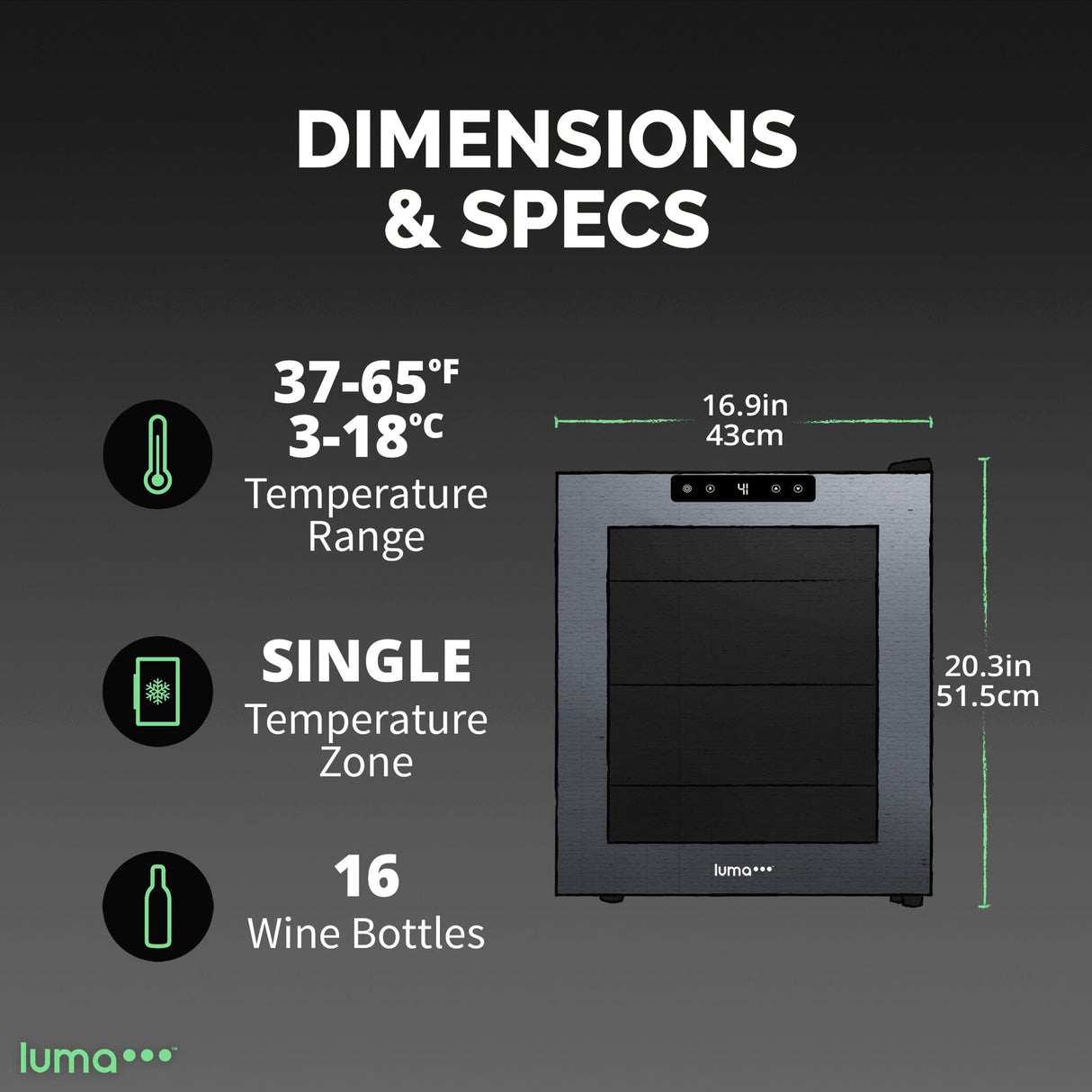 Newair Luma 16-Bottle Freestanding Wine Cooler LWC016BK00 Wine Coolers LWC016BK00 Wine Coolers Empire