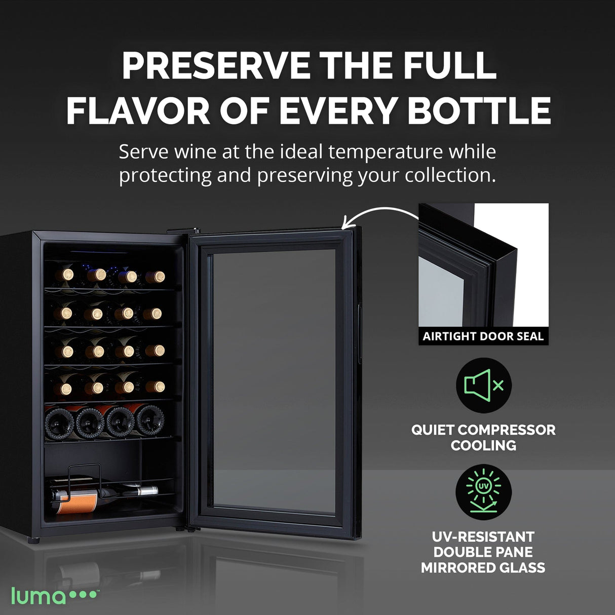 Newair Luma 24-Bottle Freestanding Wine Cooler LWC024BK00 Wine Coolers LWC024BK00 Wine Coolers Empire