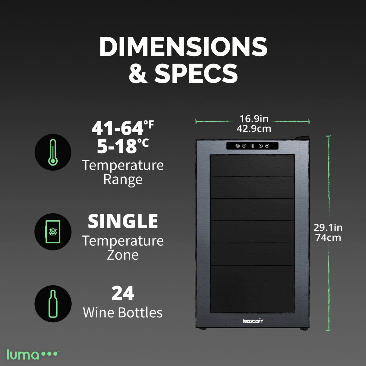 Newair Luma 24-Bottle Freestanding Wine Cooler LWC024BK00 Wine Coolers LWC024BK00 Wine Coolers Empire