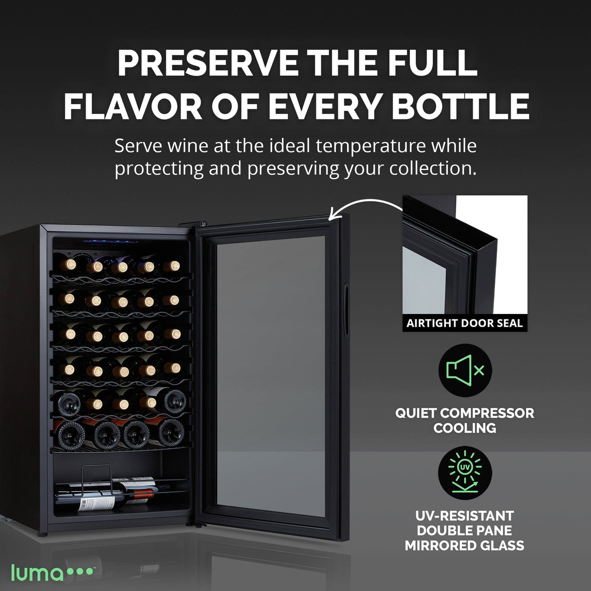 Newair Luma 34-Bottle Freestanding Wine Cooler LWC034BK00 Wine Coolers LWC034BK00 Wine Coolers Empire