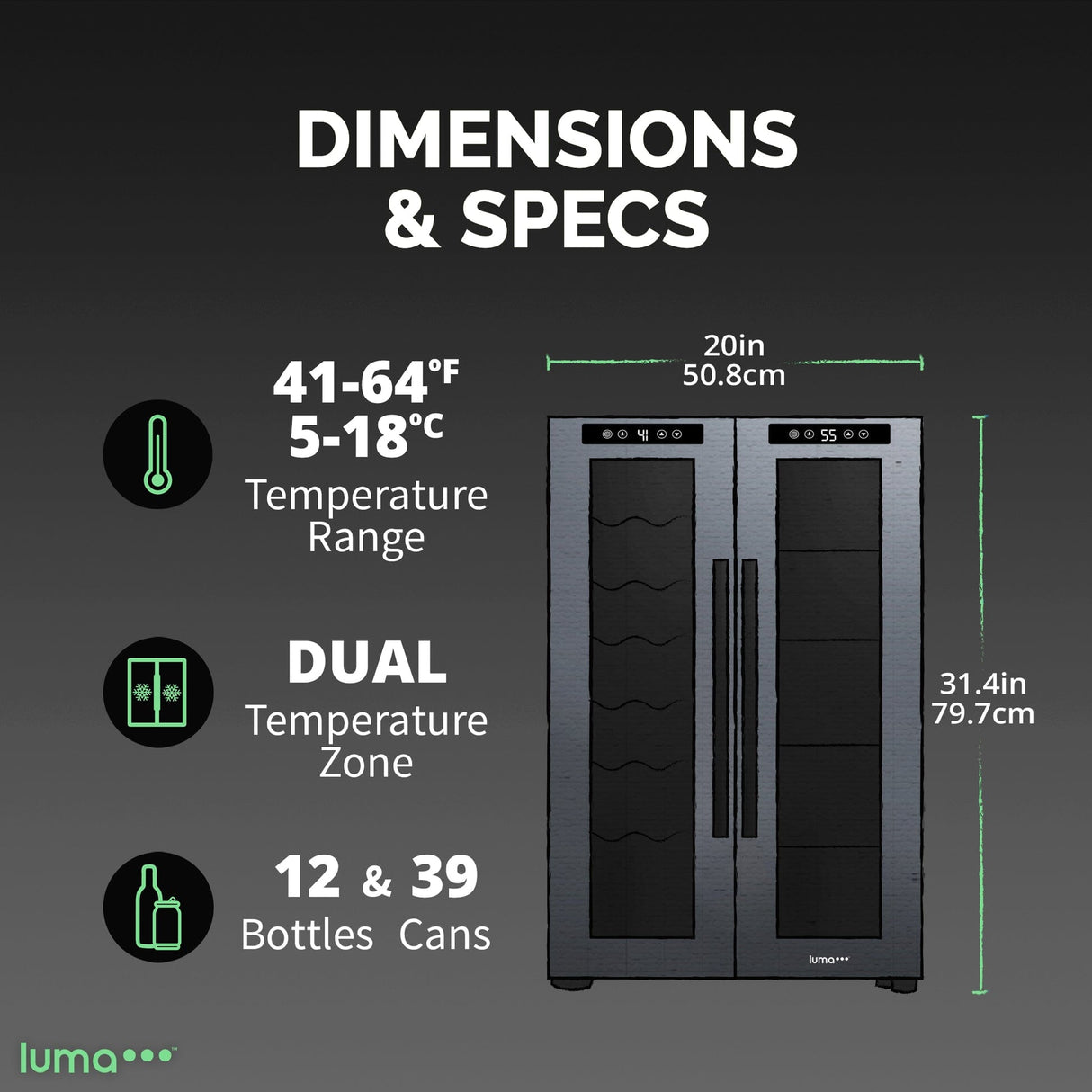 Newair Luma 39-Can Freestanding Beverage Fridge LWB051BKD0 Beverage Centers LWB051BKD0 Wine Coolers Empire